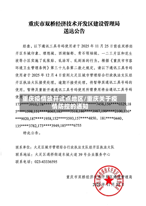 重庆疫情放开试点地区/重庆关于疫情防控的通知
