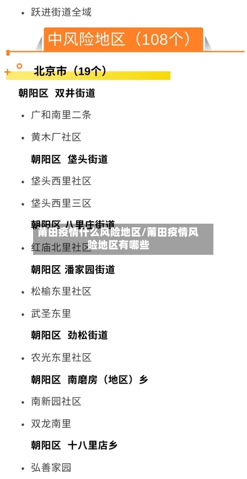 莆田疫情什么风险地区/莆田疫情风险地区有哪些