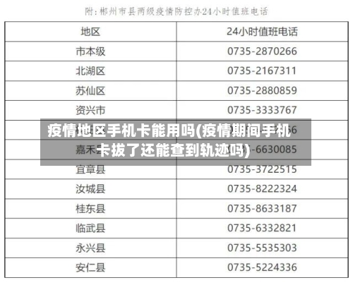 疫情地区手机卡能用吗(疫情期间手机卡拔了还能查到轨迹吗)-第2张图片