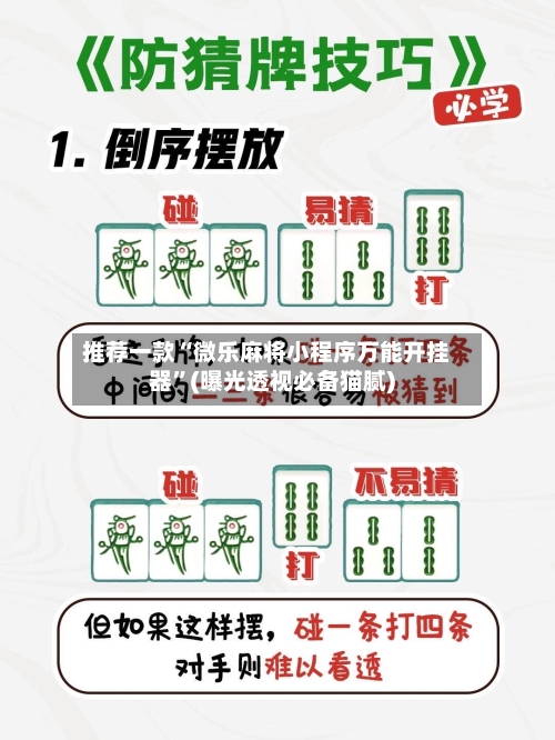 推荐一款“微乐麻将小程序万能开挂器”(曝光透视必备猫腻)-第2张图片