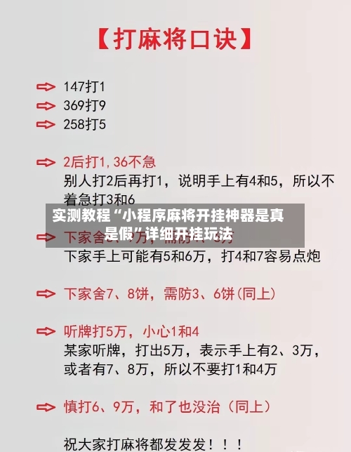 实测教程“小程序麻将开挂神器是真是假	”详细开挂玩法-第1张图片