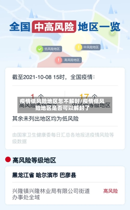 疫情低风险地区怎不解封/疫情低风险地区是否可以解封了