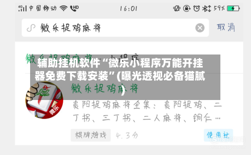 辅助挂机软件“微乐小程序万能开挂器免费下载安装”(曝光透视必备猫腻)