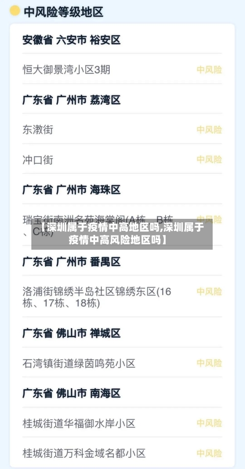 【深圳属于疫情中高地区吗,深圳属于疫情中高风险地区吗】