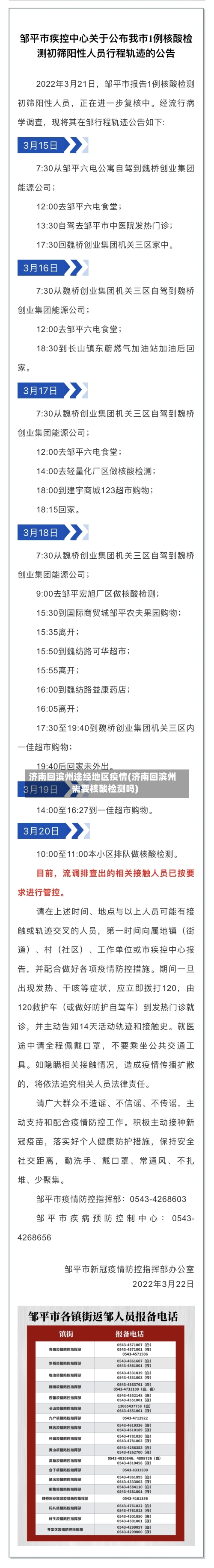 济南回滨州途经地区疫情(济南回滨州需要核酸检测吗)