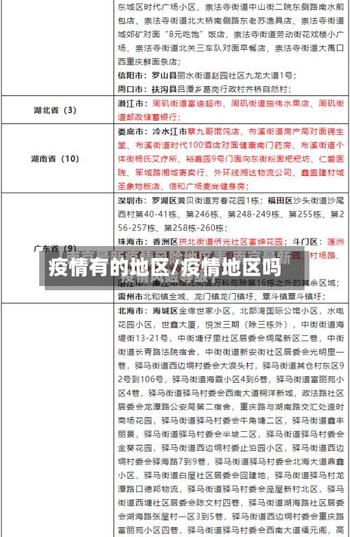 疫情有的地区/疫情地区吗