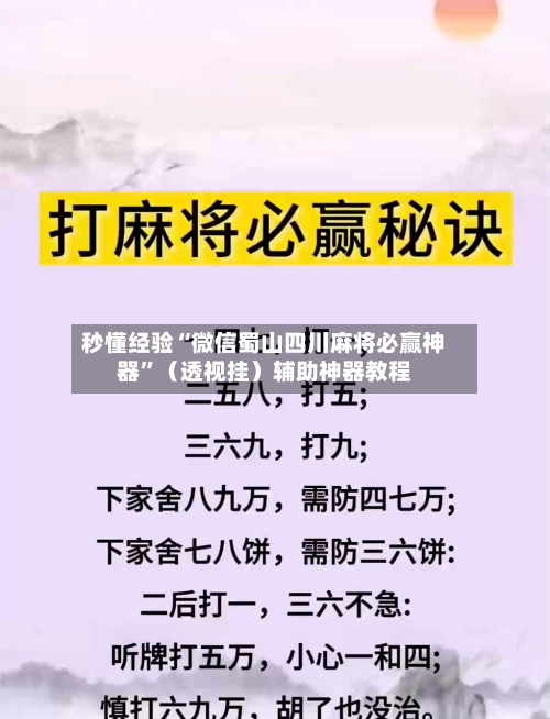 秒懂经验“微信蜀山四川麻将必赢神器	”（透视挂）辅助神器教程-第2张图片