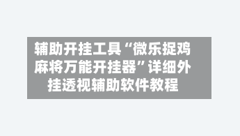 辅助开挂工具“微乐捉鸡麻将万能开挂器”详细外挂透视辅助软件教程-第2张图片