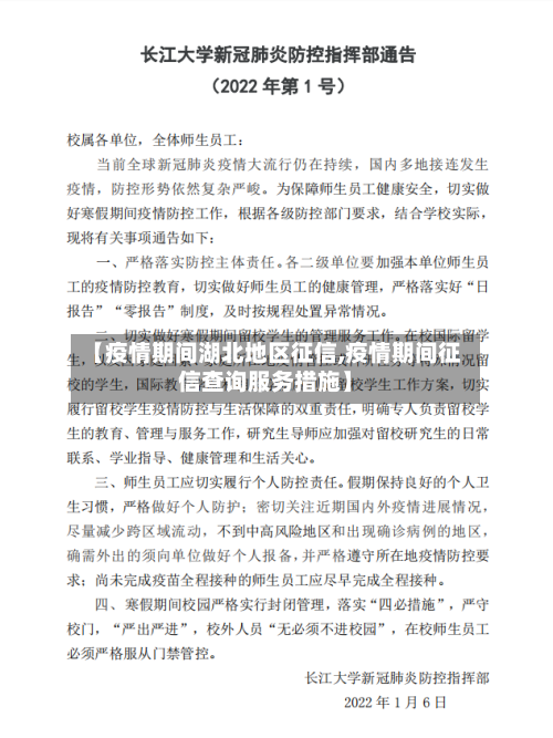 【疫情期间湖北地区征信,疫情期间征信查询服务措施】