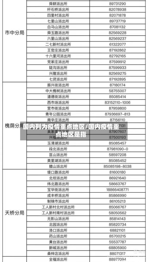 国内列为疫情重点地区/国内疫情重点地区是指
