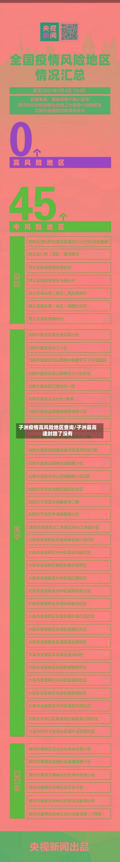 子洲疫情高风险地区查询/子洲县高速封路了没有