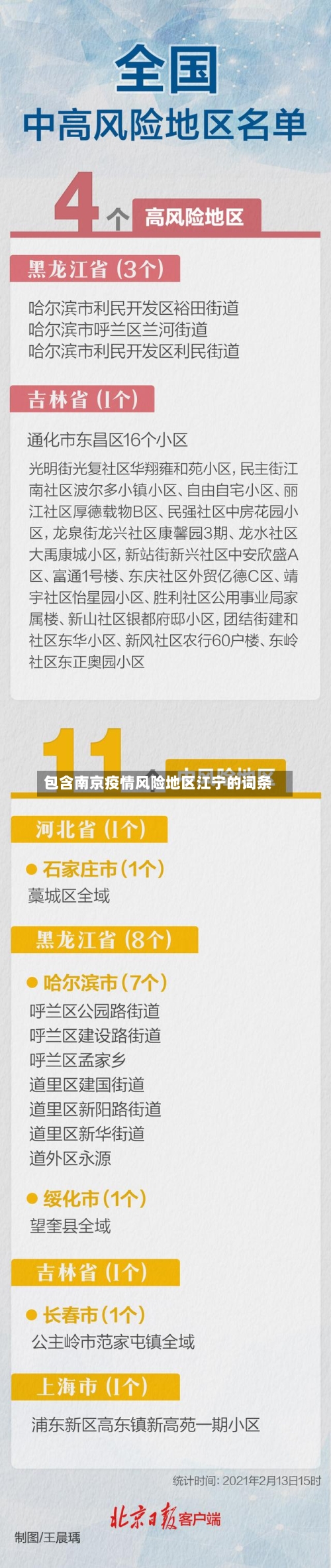 包含南京疫情风险地区江宁的词条