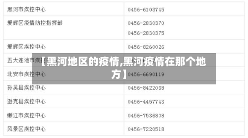 【黑河地区的疫情,黑河疫情在那个地方】