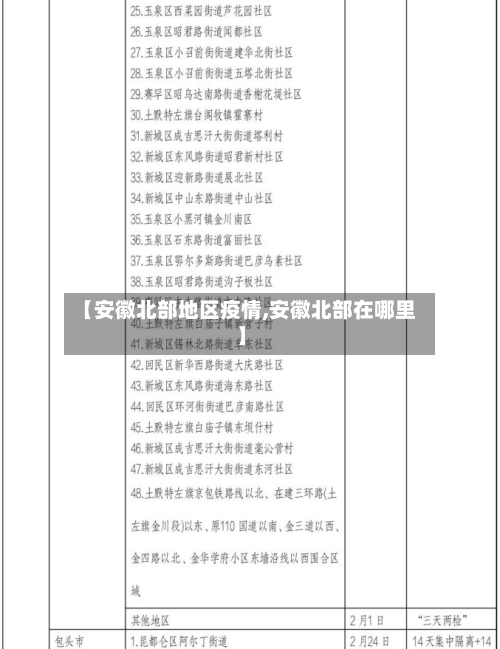 【安徽北部地区疫情,安徽北部在哪里】